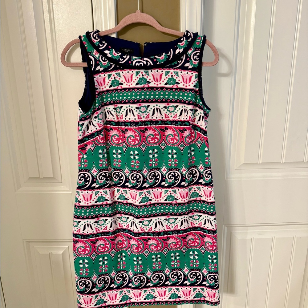 Talbots Colorful Sleeveless Patterned Dress